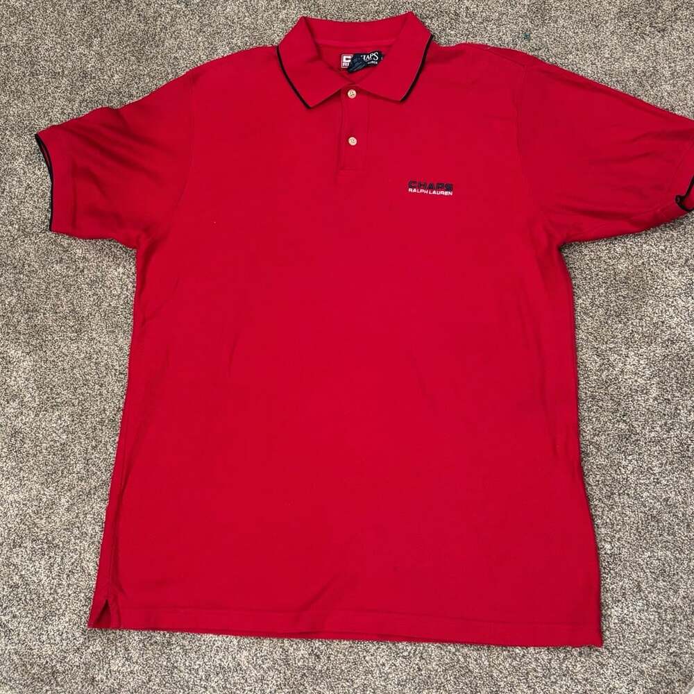 Chaps Ralph Lauren Polo Shirt Size L Red Cotton Embroidered Size Large